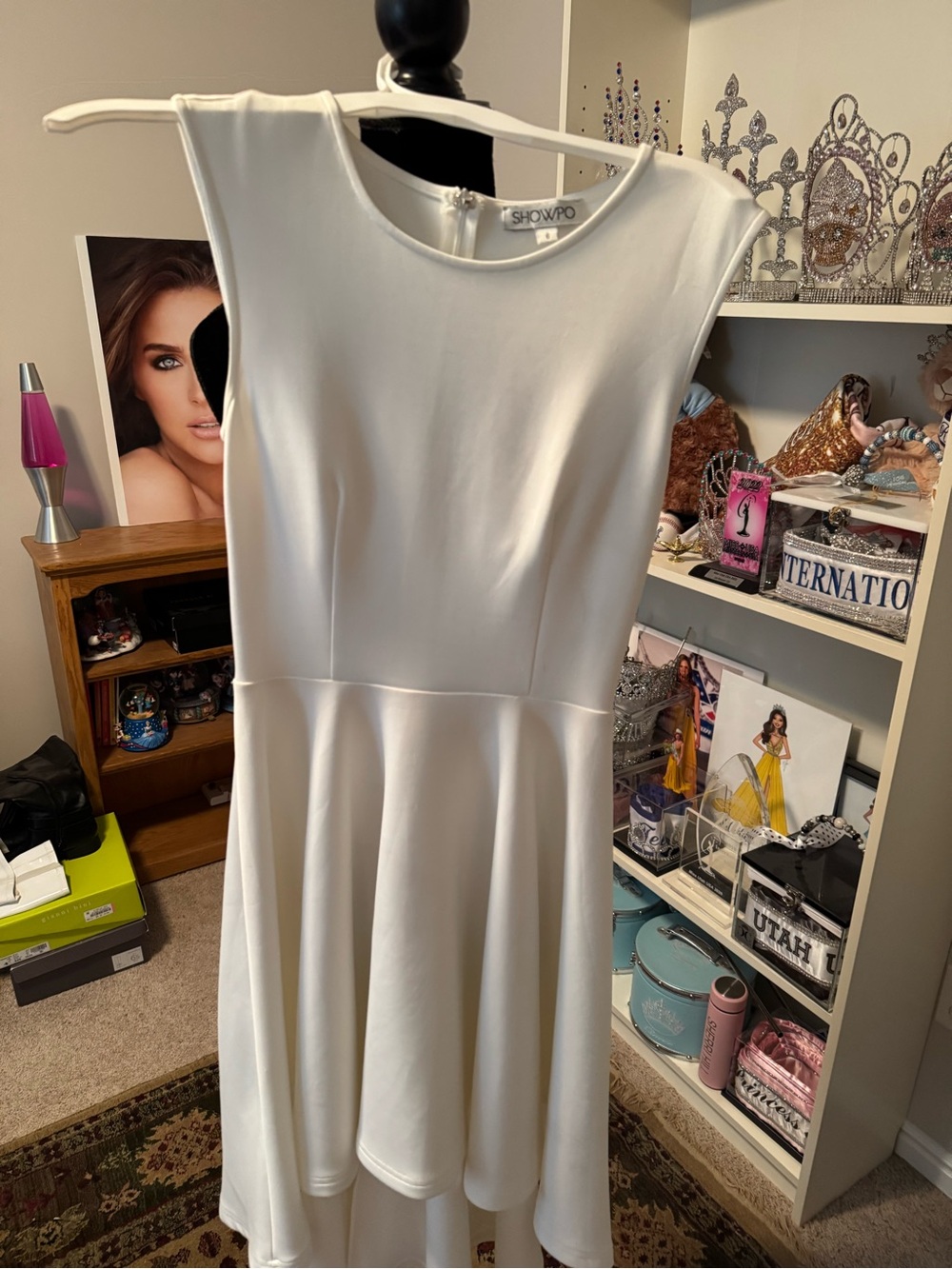 Showpo. Cream High-Low Fit & Flare Dress